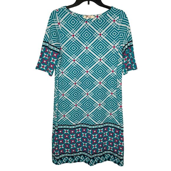 Aryeh Dresses & Skirts - Aryeh Women's Dress Shift 3/4 Sleeve Magenta Print Round Neck Multicolor Medium
